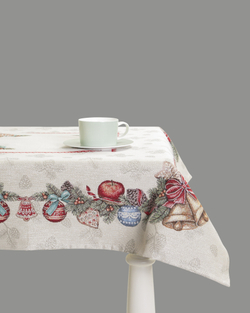 Скатерть-наперон 100х100см Mix&Match Home Еловые ветки бежевая