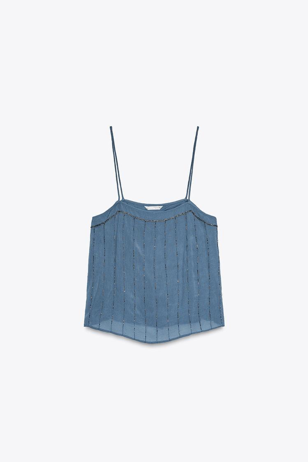 ZARA КОМБИНИРОВАННЫЙ ТОП ИЗ НА БРЕТЕЛЯХ, СИНИЙ