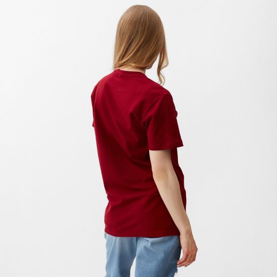 Купить женскую футболку из хлопка цвет бордовый недорого