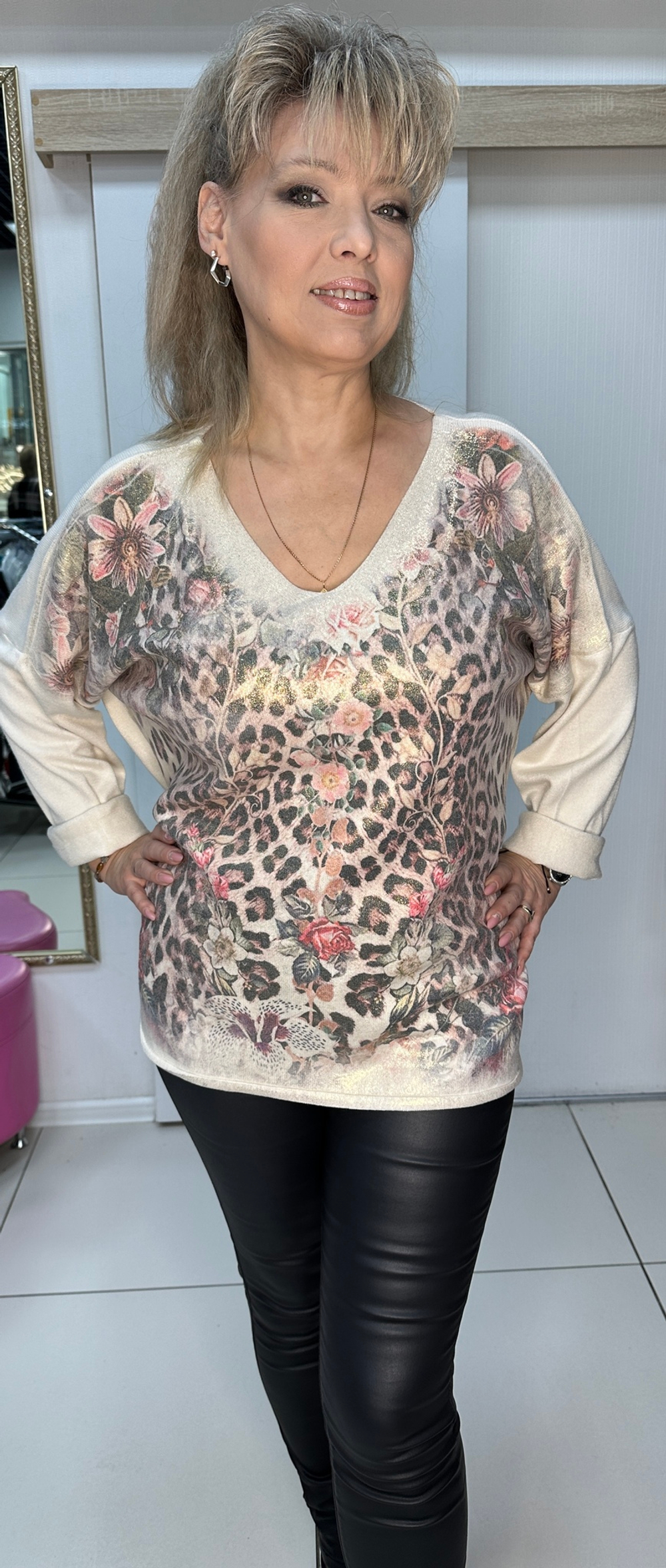 Итальянская туника - джемпер с блестящим напылением