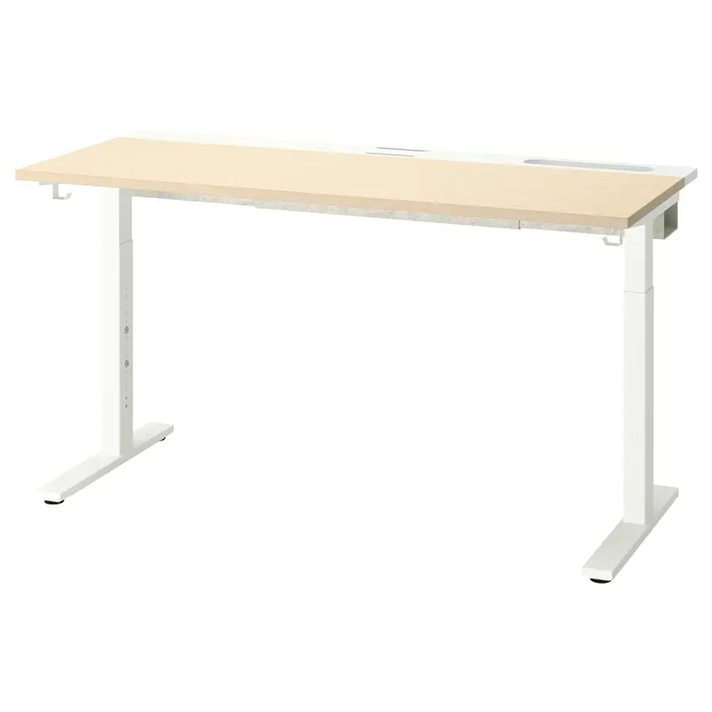 Письменный стол - IKEA MITTZON/МИТТЗОН ИКЕА, белый/под беленый дуб