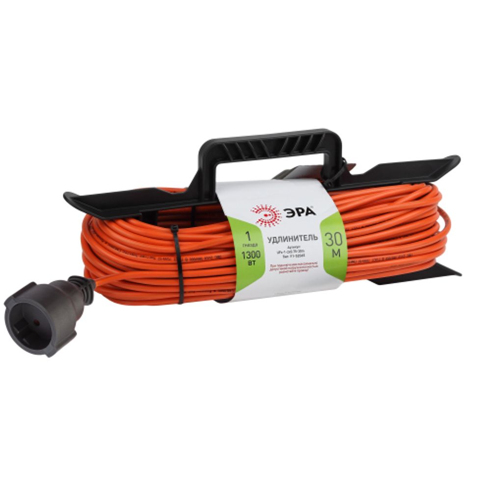 Удлинитель силовой ЭРА UFx-1-2x0.75-30m на рамке без заземления 1 розетка 30м ПВС 2x0.75мм2 | Силовые удлинители