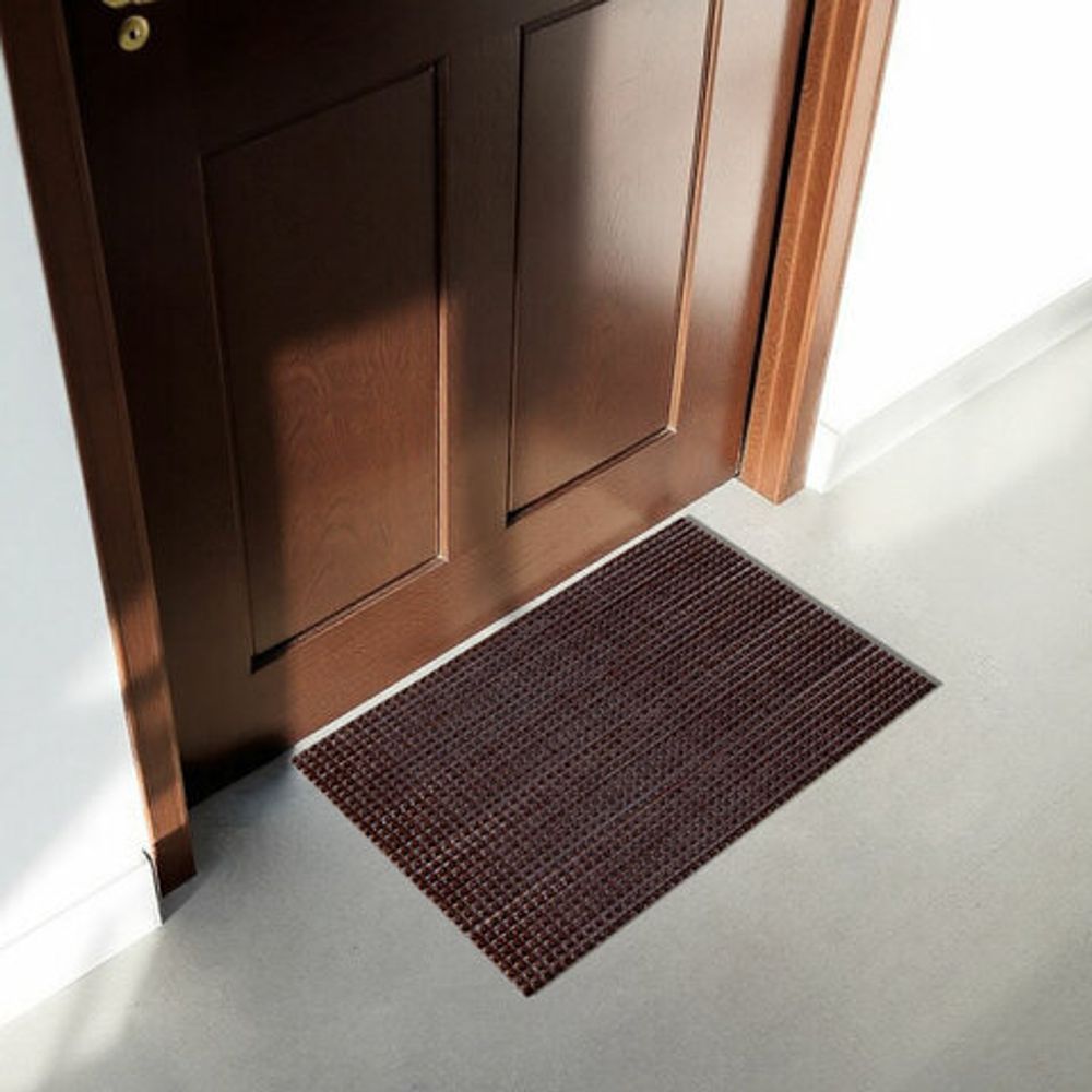 Коврик придверный 45х60 см, ВЕНГЕ пластиковый грязезащитный толщина 10 мм, "ТРАВКА", PRIMILA , 701064