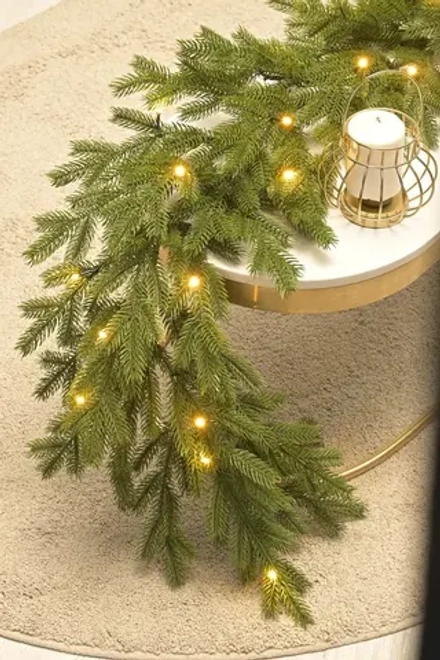 Хвойная ветвь Графская 180 см., 30 тепл.белый led., 100% литая хвоя, ЕлкиТорг (52117)