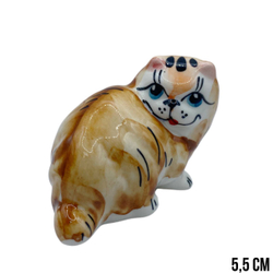 Фигурка Кот лохматый лежачий цветная гжель