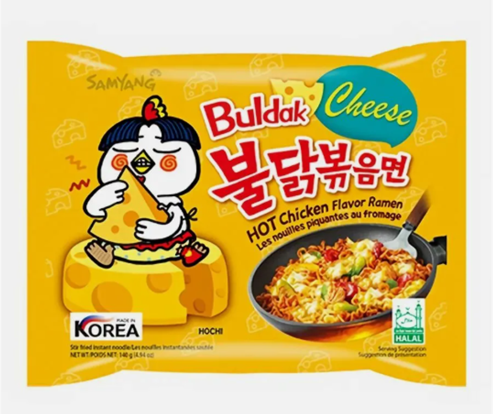 Лапша быстрого приготовления "SAMYANG" вкус жгучей курицы и сыра 140гр (40шт)  пакет