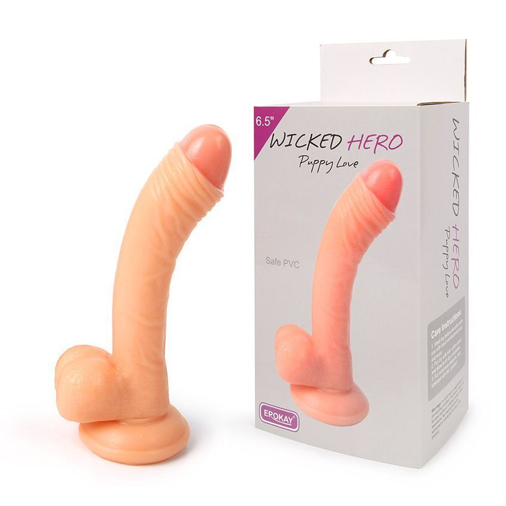 Телесный фаллоимитатор Wicked Hero Puppy Love - 14 см. (Цвет: телесный)