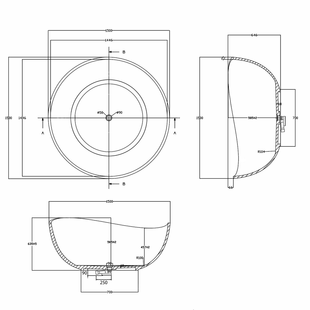 Прозрачная ванна ABBER Kristall AT9705Aquamarin бирюзовая
