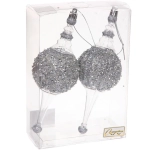 Елочные украшения «Мерцание ночи» 6.5*6.5*19.5 см (набор 2 шт), Серебро