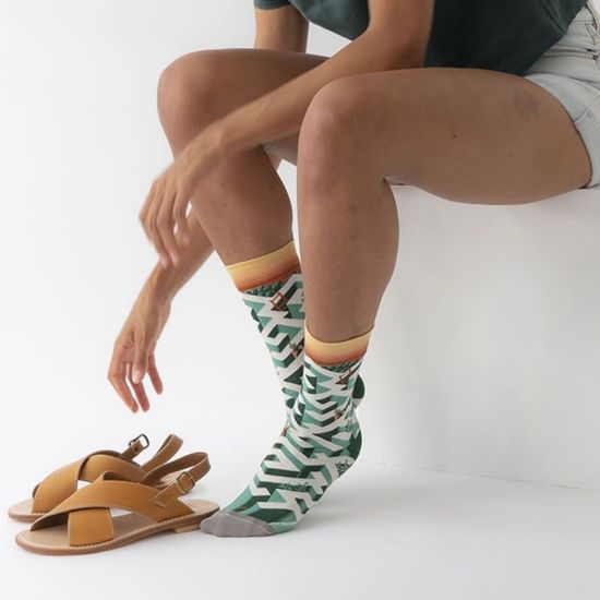 Носки Вдохновение Лабиринт, р-р 36-40 (белый/зеленый)