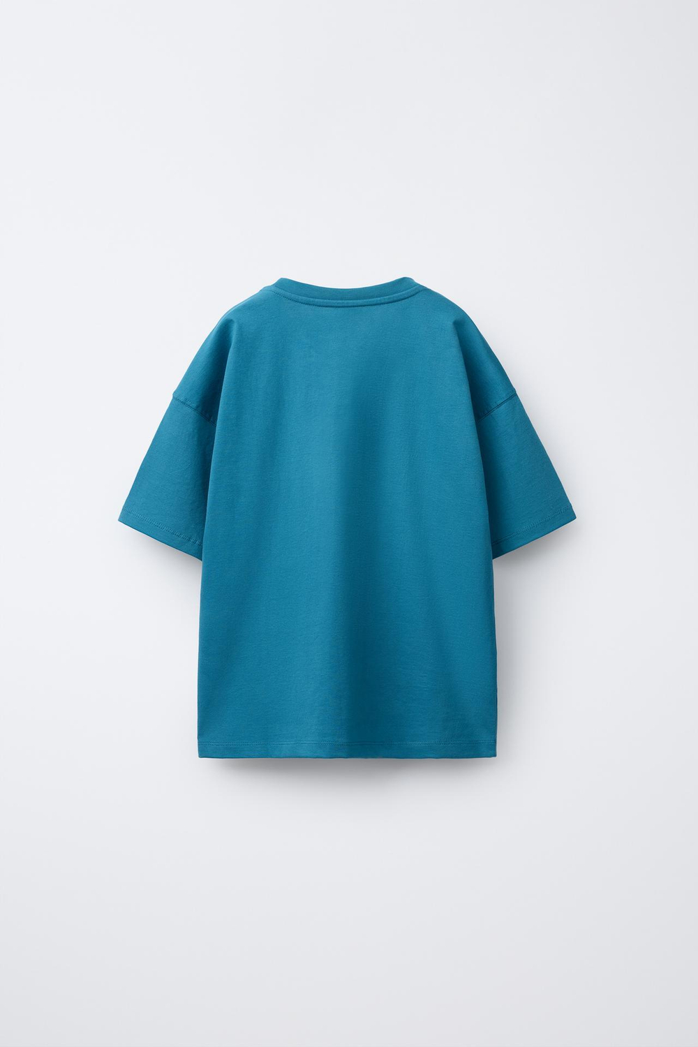 ZARA ОДНОТОННАЯ ФУТБОЛКА MEDIUM WEIGHT, СВЕТЛО-НЕФТЯНОЙ