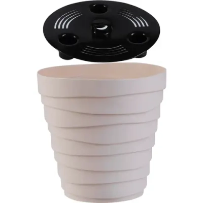 Кашпо для цветов пластиковое 3,5л d-19,7см «Бархан» Кремовый