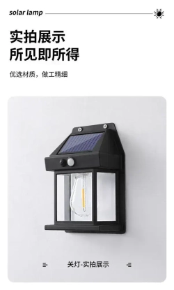 светильник садовый на солнечной батарее уличный настенный с датчиком движения