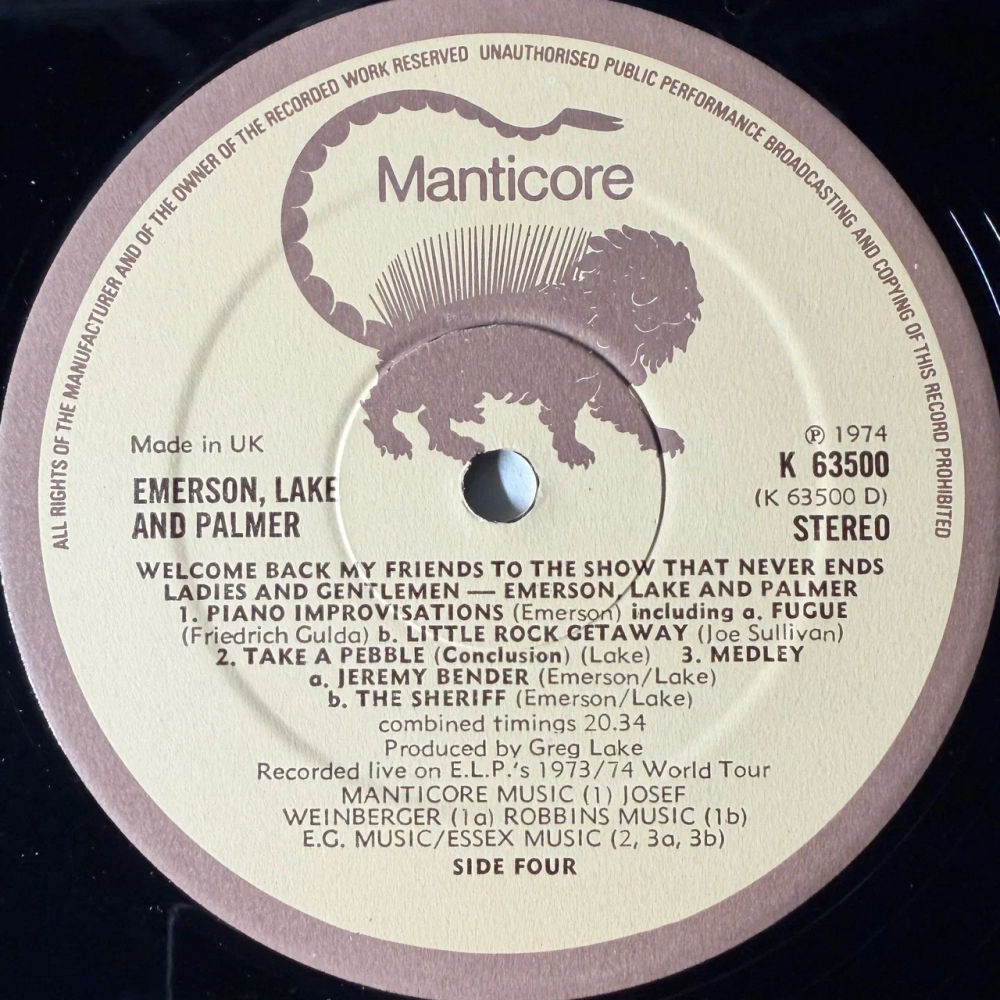 Emerson, Lake & Palmer ‎– Welcome Back My Friends To The Show That Never Ends - Ladies And Gentlemen 3LP (Англия 1974г.)Т