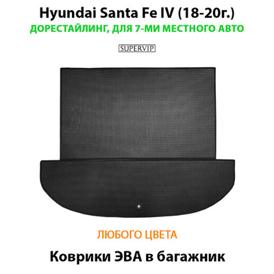Коврики ЭВА в багажник для Hyundai Santa Fe IV (18-20г.) дорестайлинг, для 7-ми местного авто