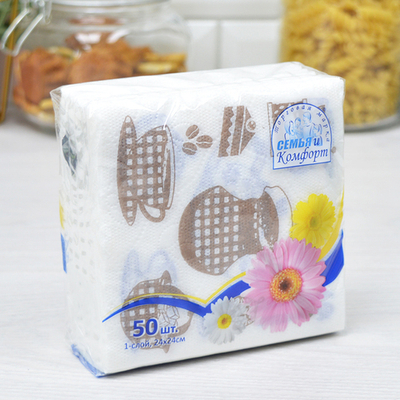 Салфетки 24*24см 50 листов 1-слойные "Чай и кофе"