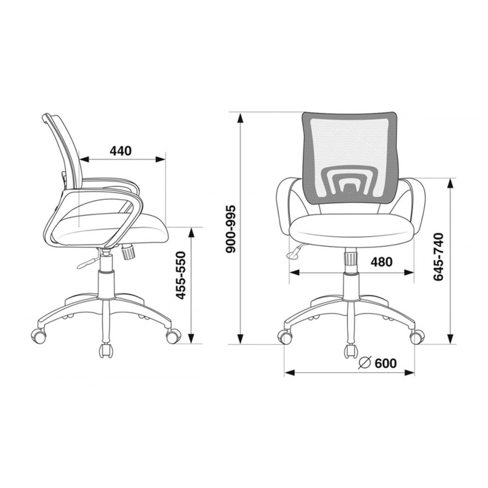 Кресло оператора Бюрократ CH-695N/BLACK, PL, спинка сетка черная TW-01, сиденье ткань черная TW-11, механизм качания (до 150кг)