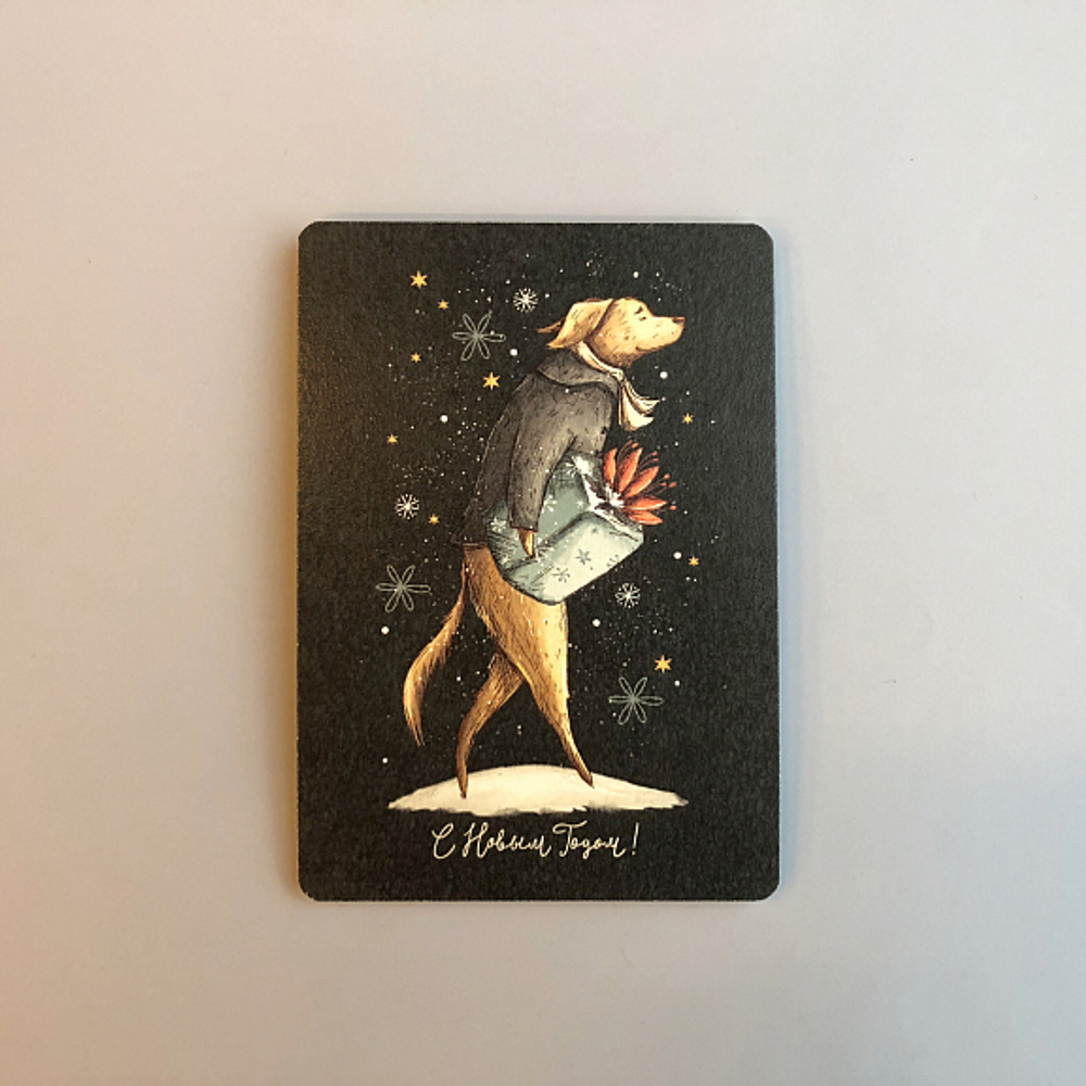 Собака с подарком