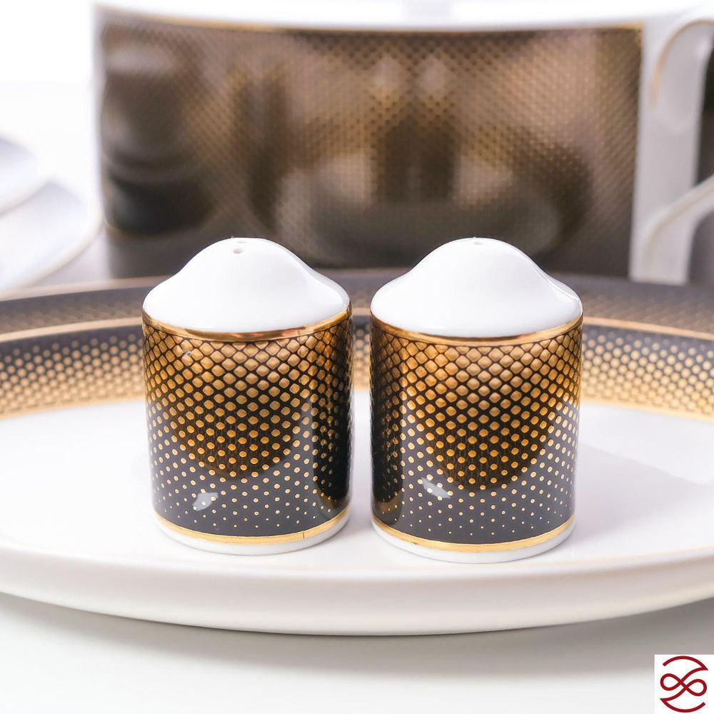 Столовый сервиз Falkenporzellan Deluxe Shape - Rio Black Gold 6 персон 26 предметов