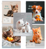 Тетрадь А5 12л. косая линия "Cats and dogs" обложка картон (BRAUBERG)