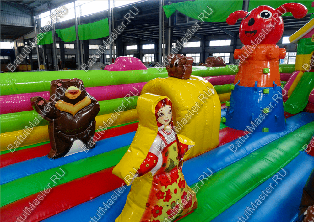 Детский надувной батут-горка "Маша и медведи" 12*9*5 м