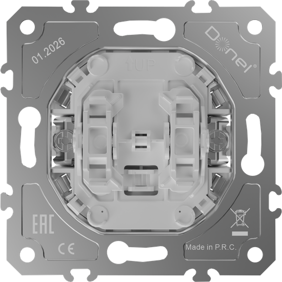 Механизм выключателя В2 с 2-х мест (проходного) с подсветкой,  16 A 250 В~ ,  самозажимные контакты,  серия D16