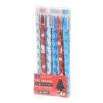 Ручка гелевая, пиши-стирай, Basir, синие чернила, серия "НОВОГОДНЯЯ", 4 цвета корпуса, 12 шт