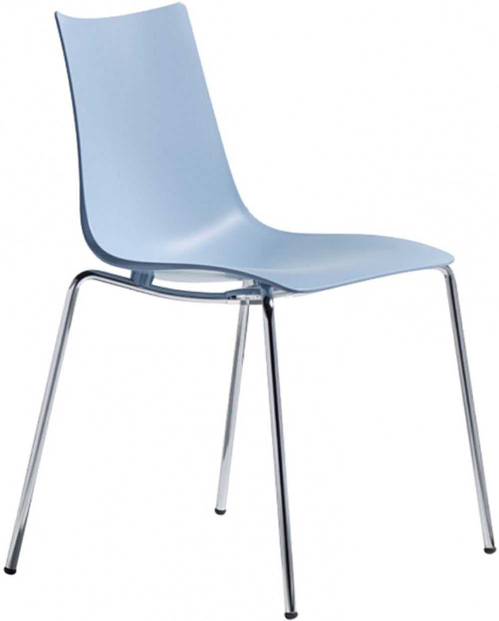 Стул пластиковый Scab Design Zebra Technopolymer 4 legs, хром, голубой