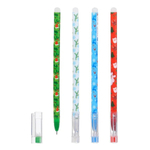 Ручка гелевая, пиши-стирай, Basir, синие чернила, серия "НОВОГОДНЯЯ", 4 цвета корпуса, 12 шт