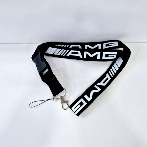 AMG (чёрный) Люкс / Брелок, шнурок для ключей на шею AMG (АМГ), ланъярд, крафт, чёрный (1 шт)