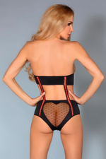 Оригинальное боди Reiko с полупрозрачными вставками в форме сердечек (Размер: S-M) (Цвет: черный с красным)