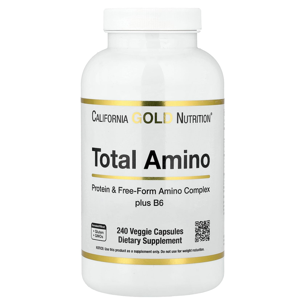 California Gold Nutrition, Total Amino с витамином B6 и смесью 20 аминокислот, 240 вегетарианских капсул