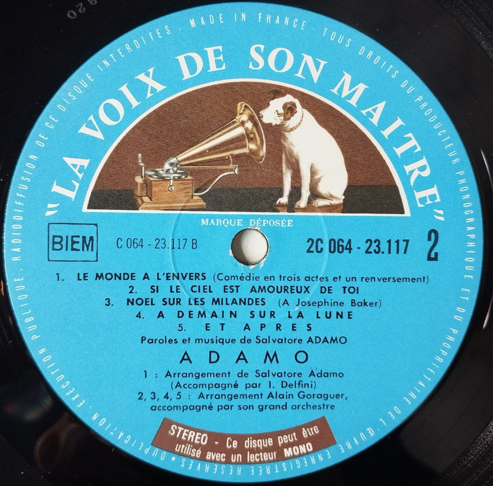 Винтажная виниловая пластинка LP Salvatore Adamo Адамо (France 1968)