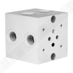 EM213/1Y - Одноместная присоединительная плита для гидравлических распределителей и клапанов NG6 (аналог DR06/10), алюминий