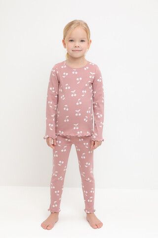 пижама  для девочки  К 1618/серая пудра,крупная вишня