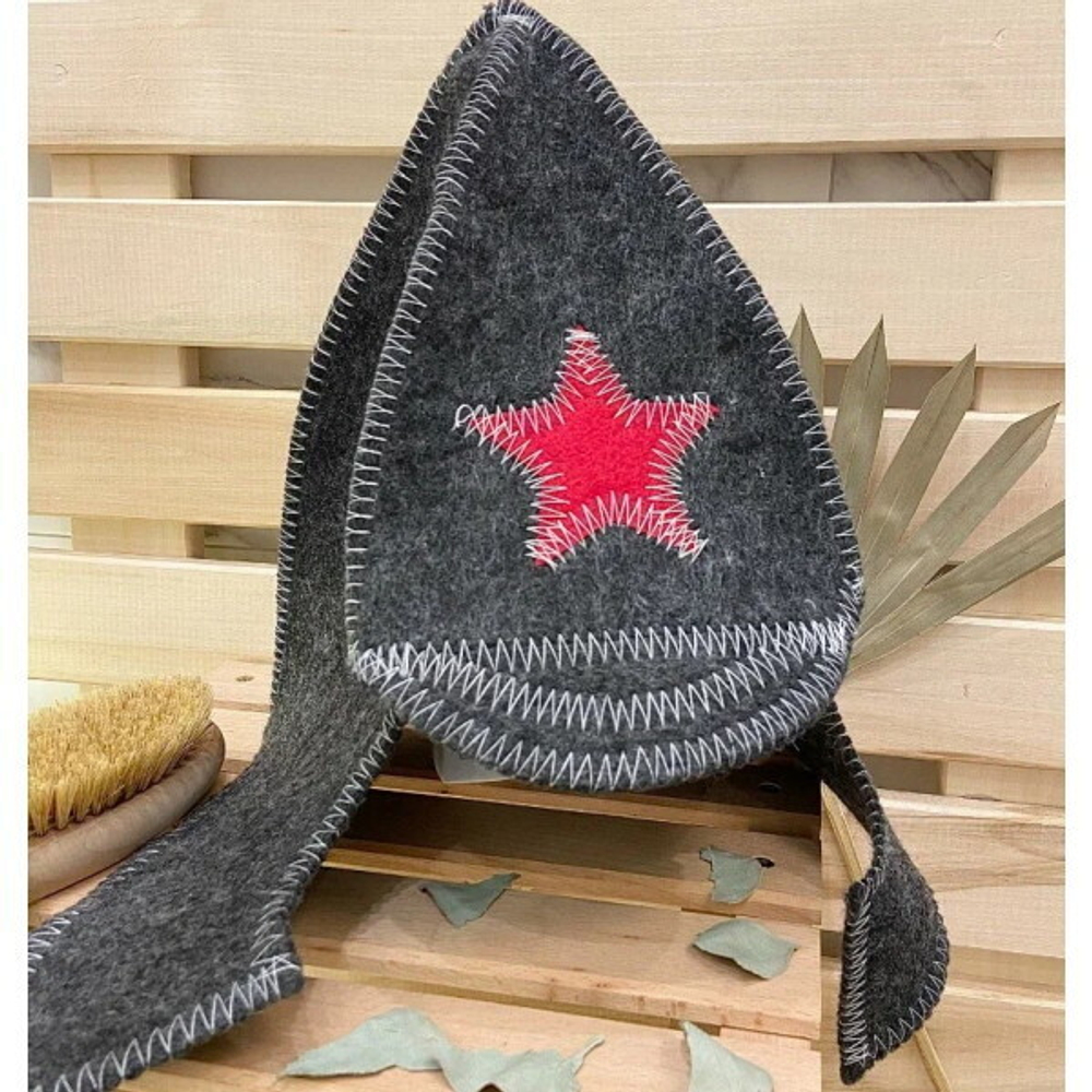 Шапка банная классическая «Буденовка», цвет серый, (без упаковки)