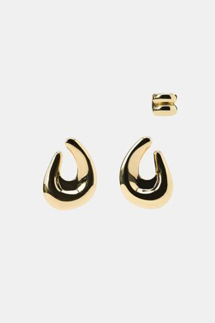 ZARA НАБОР СЕРЕГ-КОЛЕЦ И СЕРЬГИ-КАФФА, ЗОЛОТИСТЫЙ