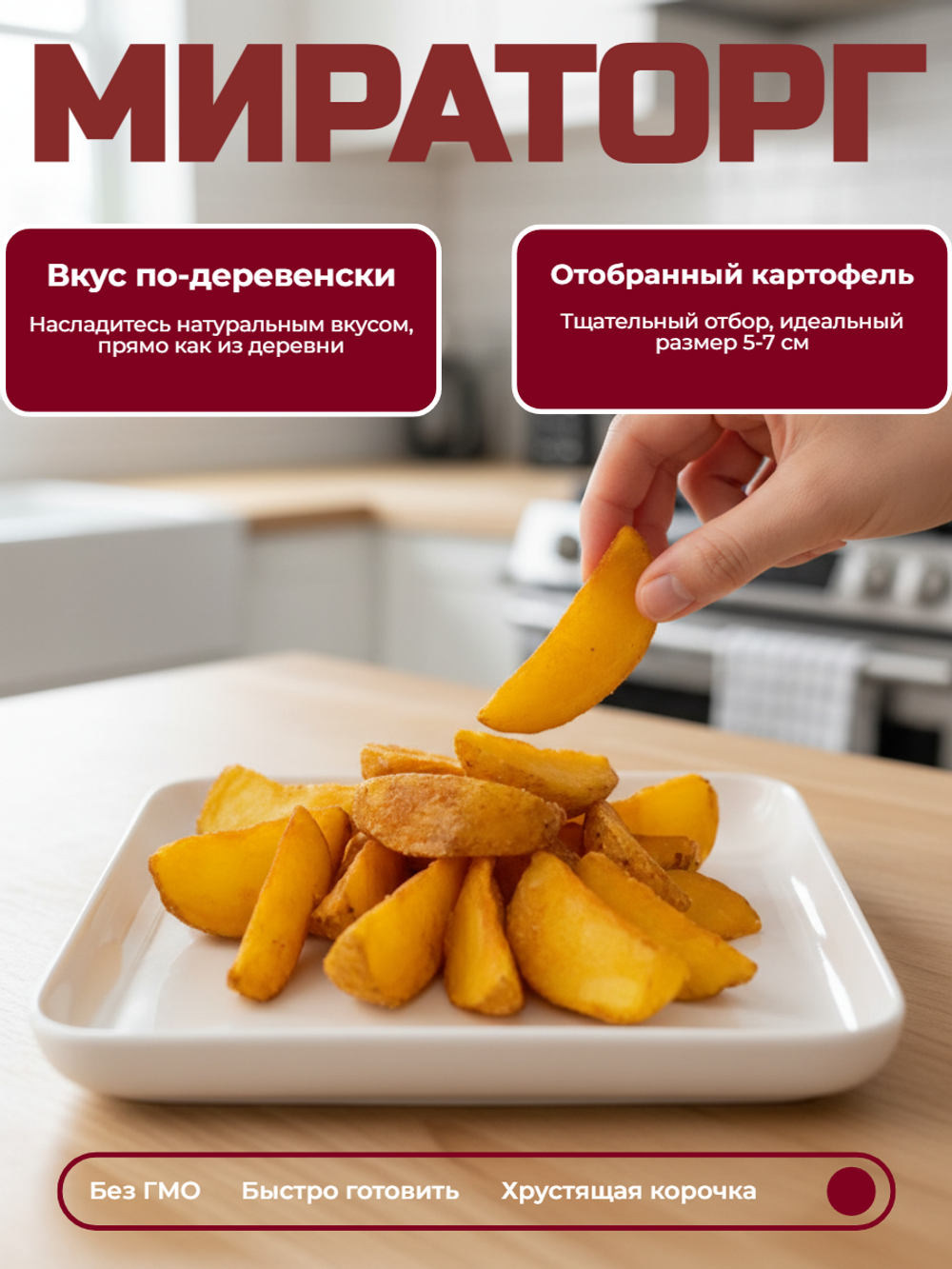 Картофельные дольки в кожуре 5-7 см По-деревенски "Мираторг" 2,5 кг