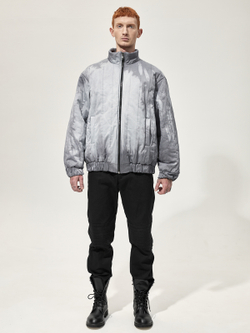 Бомбер стеганый вареный "Беломорканал". Сине-бурый