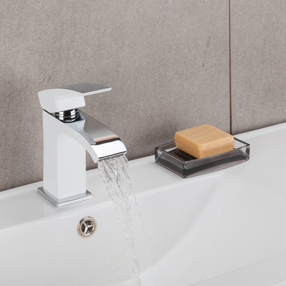 Смеситель для раковины 35к G1007-8 GAPPO литой, п/гайку, БЕЛЫЙ-Хром