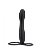 Черная насадка на пенис для двойной стимуляции Mojo BlackJack - 15 см. (Цвет: черный)