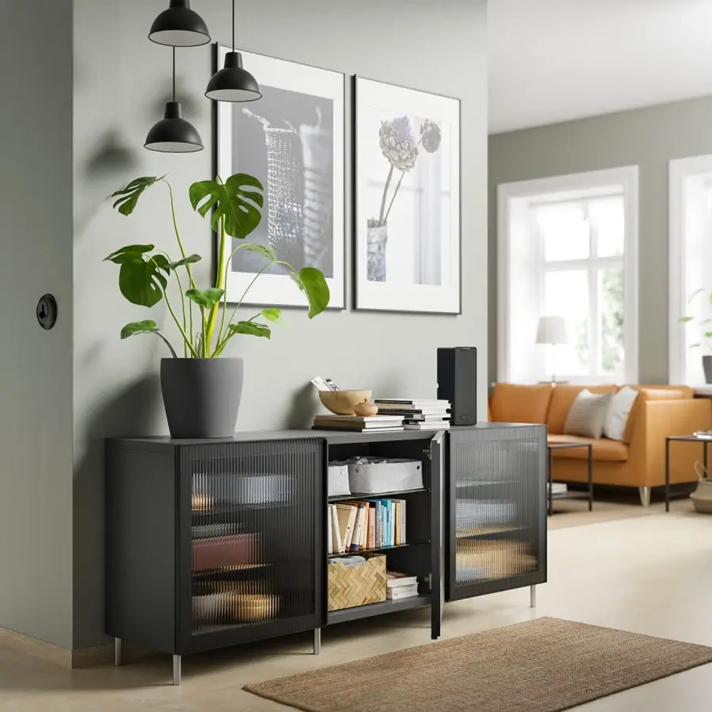 Комбинация для хранения - BESTÅ/ BESTА IKEA/ БЕСТА/БЕСТО ИКЕА, 180х74 см, черный