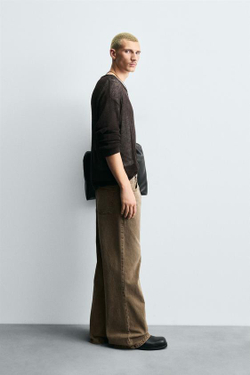 ZARA ДЖИНСЫ RELAXED FLARE FIT, КОРИЧНЕВЫЙ