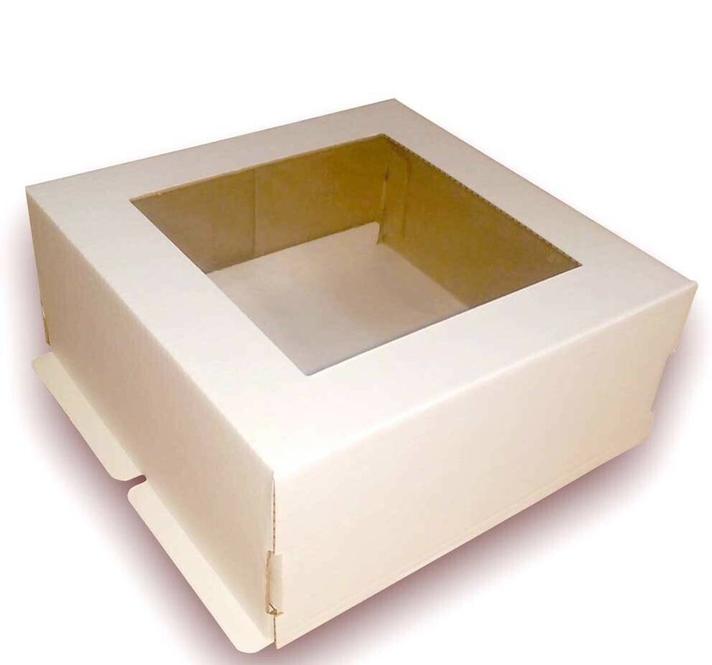 Коробка  для торта гофрокартон с окном 30х30х13 см