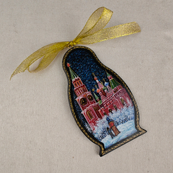 Сувенир Матрешка "Москва" с росписью Палех в подарочном футляре