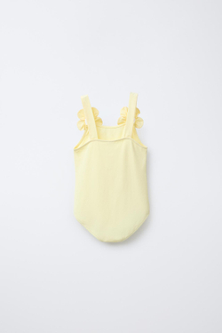 ZARA БОДИ С ЦВЕТОЧНЫМИ ДЕТАЛЯМИ, ЖЕЛТЫЙ