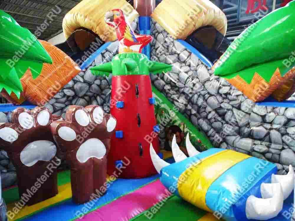 Надувной батут "В гостях у зебры" 7x7x6 м, с окошками на бортах