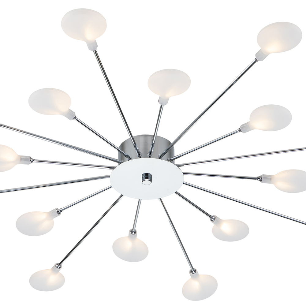 Потолочный светильник 16x3Вт G4,  металл/акрил, хром. К люстре подходят лампочки с цоколем G4 и максимальной мощностью 3Вт.Диаметр 10мм, высота до 65мм