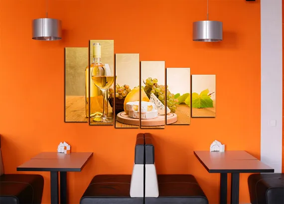 Модульная картина " Вино и сыр "