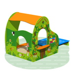 Песочница "Домик" с крышкой + принты "дорога", "игра-ходилка" Romana 109.36.01